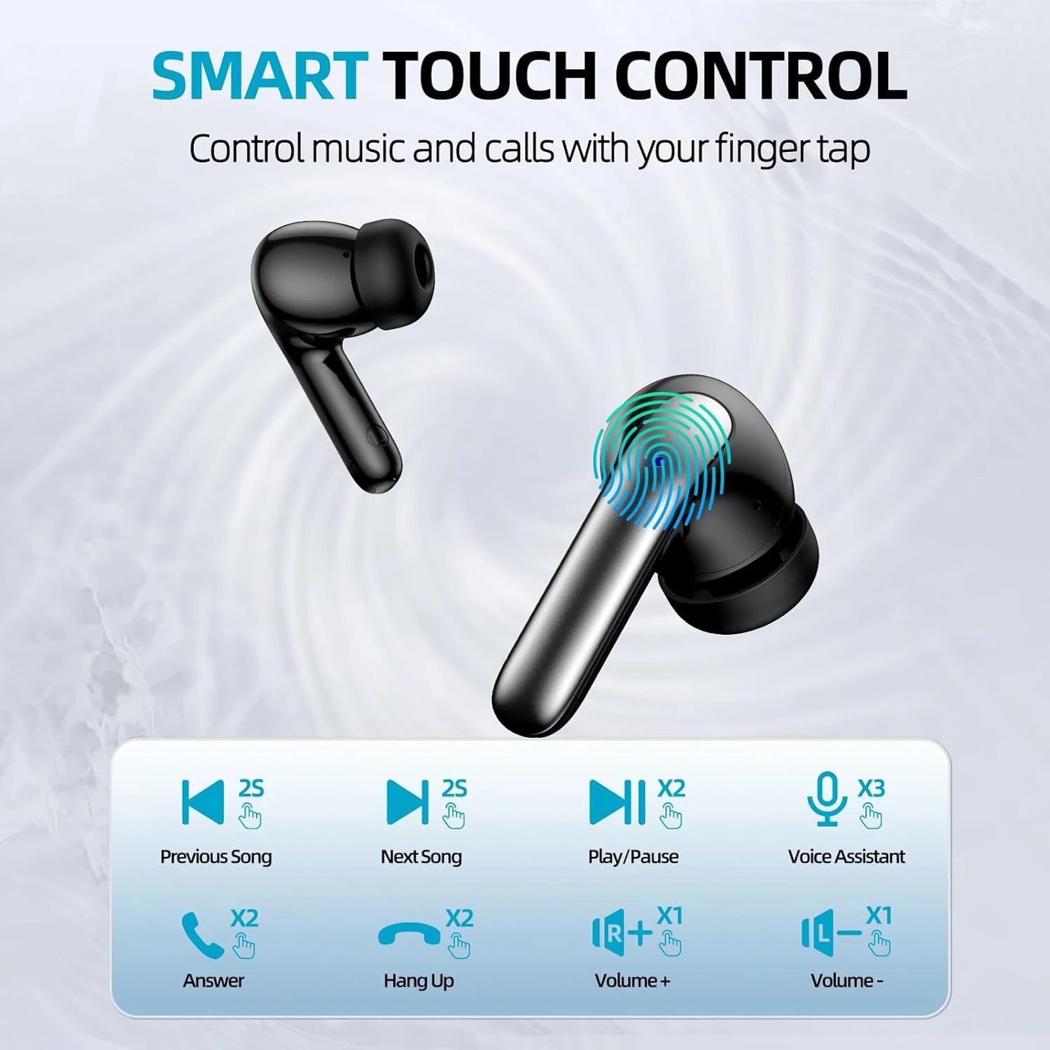 TWS Earbuds Wireless Bluetooth 5.3 Headphones HiFi Stereo Deep Bass In-Ear Earphones for Music Sport Gaming Calls Travel