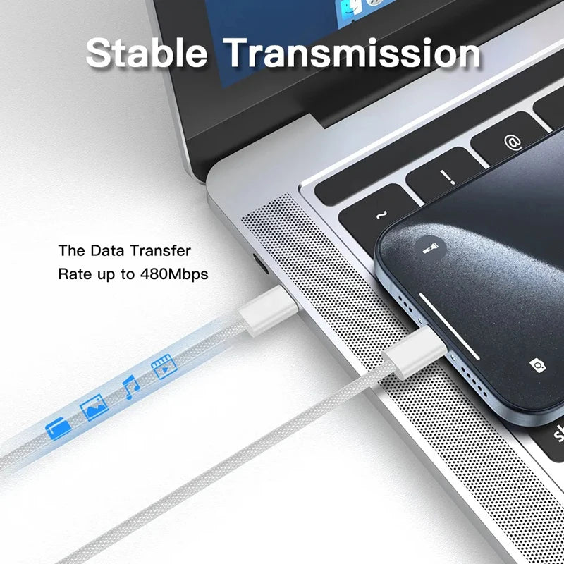 240W USB C to C Charger Cable Type C Fast Charging Braided PD Cable for lPhone 15 16 17E 17 Max lPad Air MacBook Pro ASUS DELL