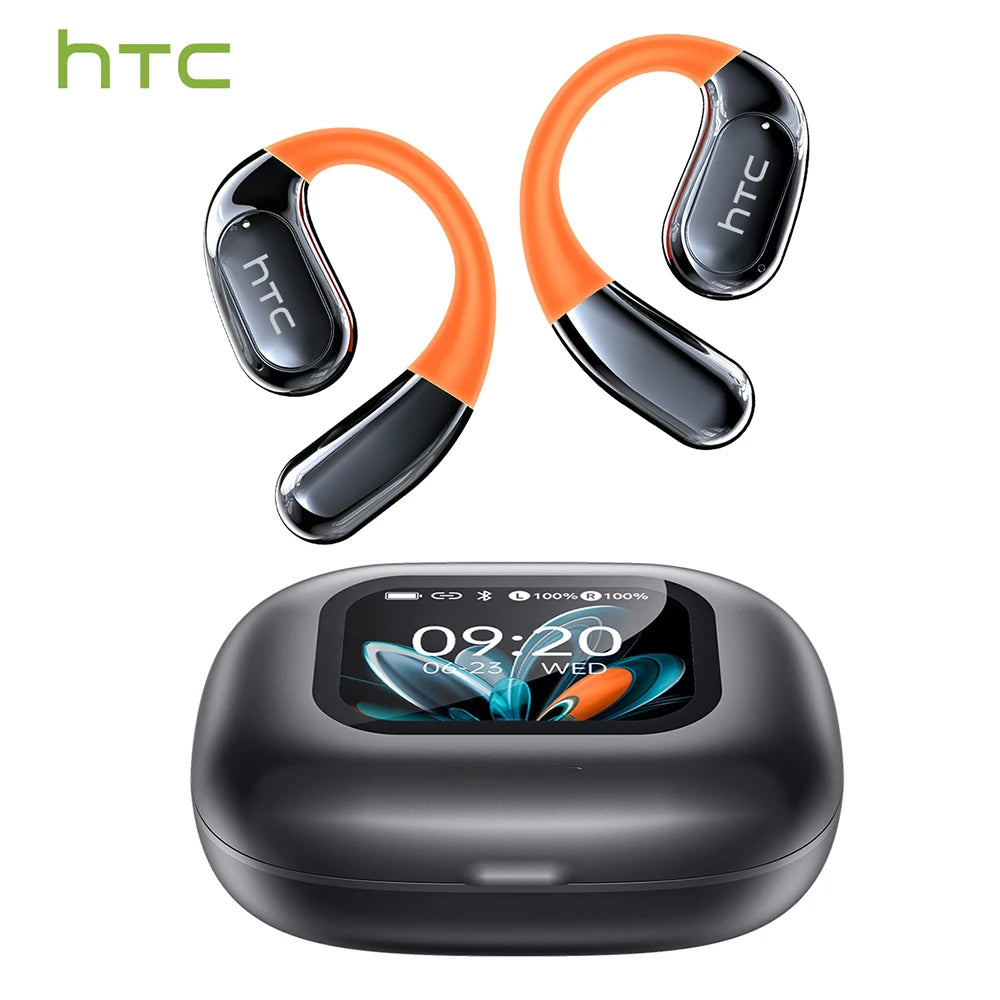 Auriculares Bluetooth HTC NE27 AI Translator Earbud Wireless LCD Touch Screen Open Ear Earphone With Mic HD Call Sport Headset