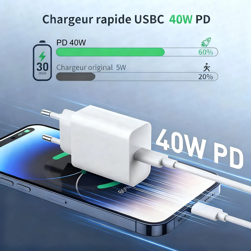 PD Charger 40W Fast Charging USB C Charger For iPhone 17 16 15 14 Pro Max Mini  Quick Charge Type C Phone Charger Power Adapter