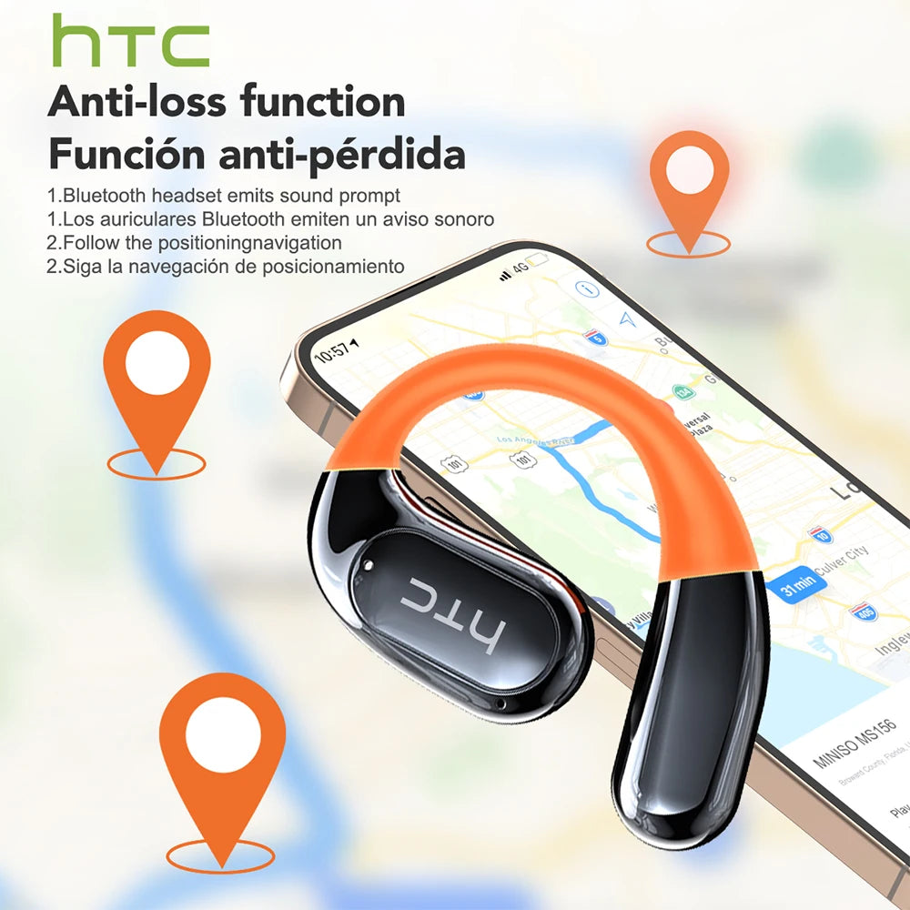 Auriculares Bluetooth HTC NE27 AI Translator Earbud Wireless LCD Touch Screen Open Ear Earphone With Mic HD Call Sport Headset