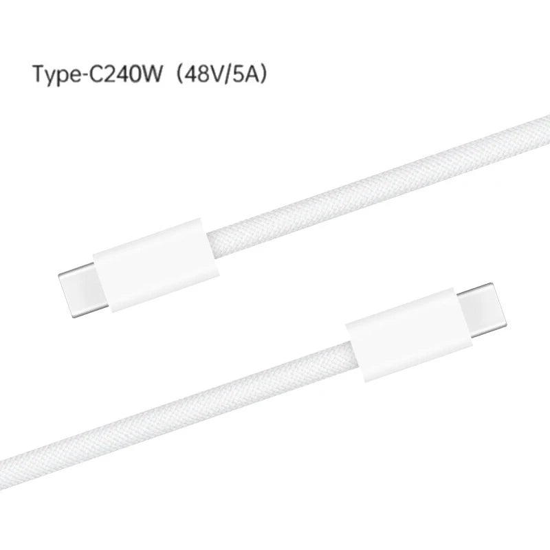 240W USB C to C Charger Cable Type C Fast Charging Braided PD Cable for lPhone 15 16 17E 17 Max lPad Air MacBook Pro ASUS DELL
